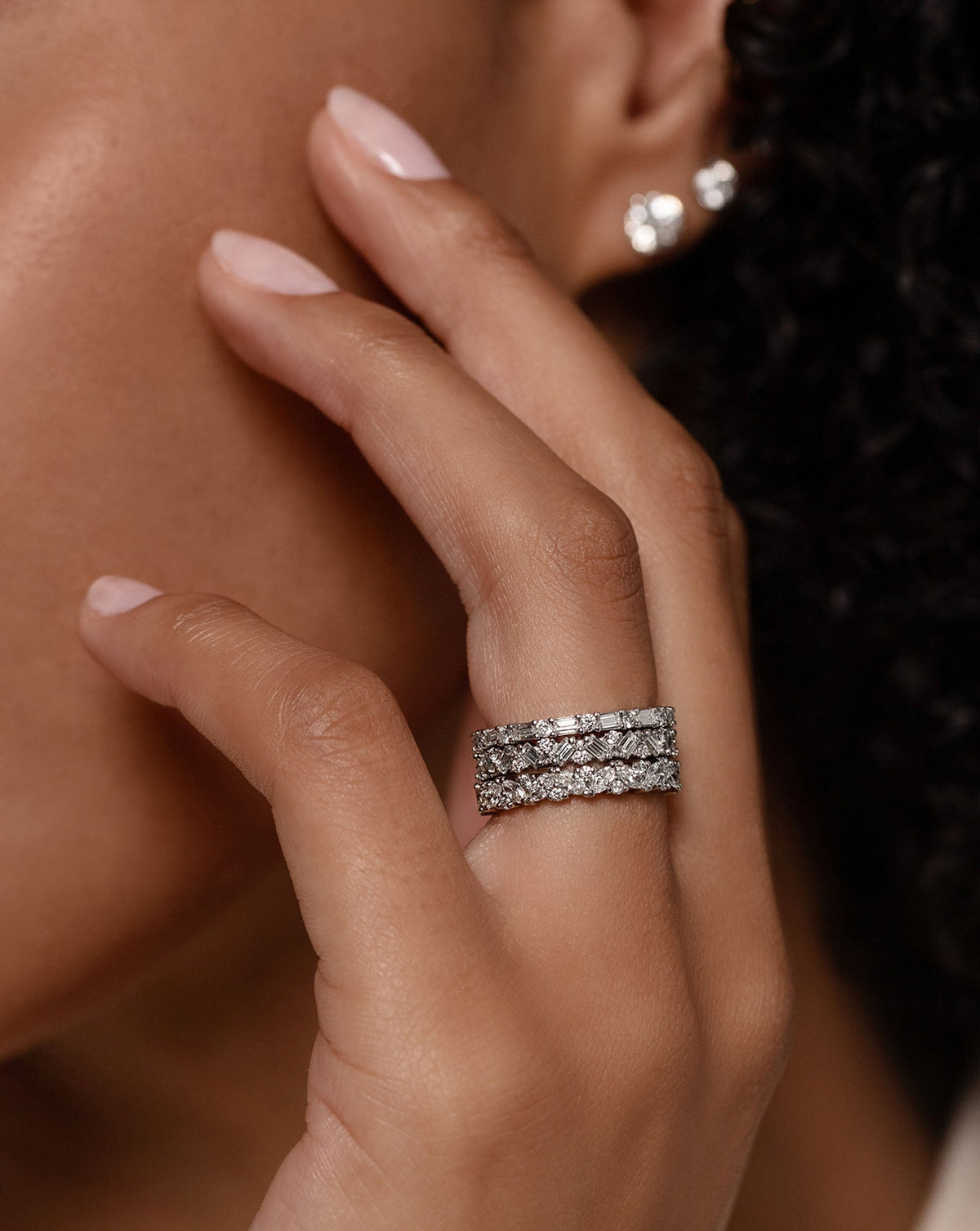 Lab Diamond Marquise Cluster Eternity Band