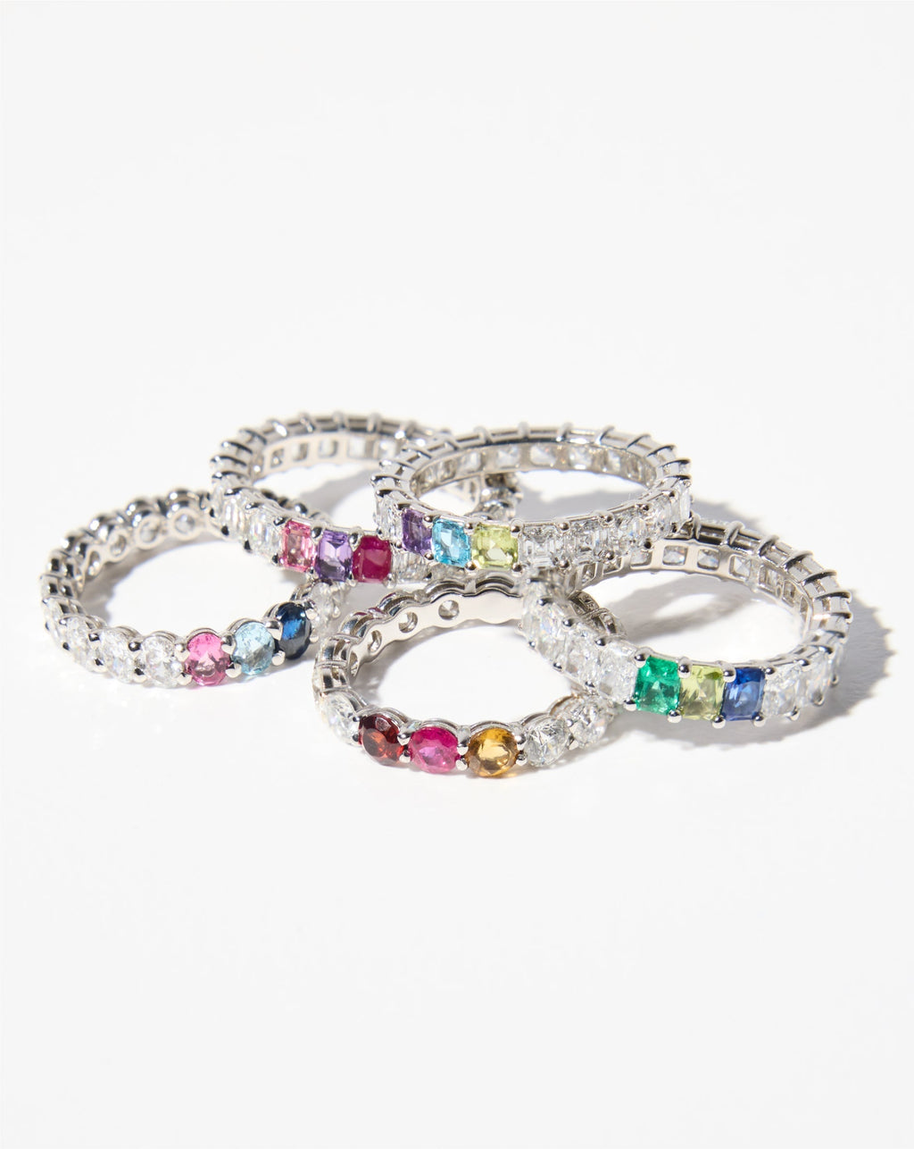 Round Lab Diamond and Birthstone Eternity Band