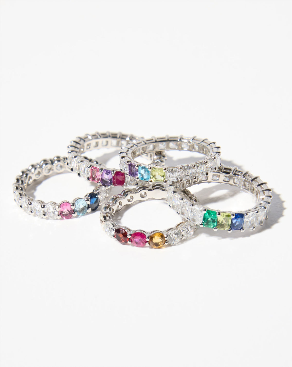 Radiant Lab Diamond and Birthstone Eternity Band