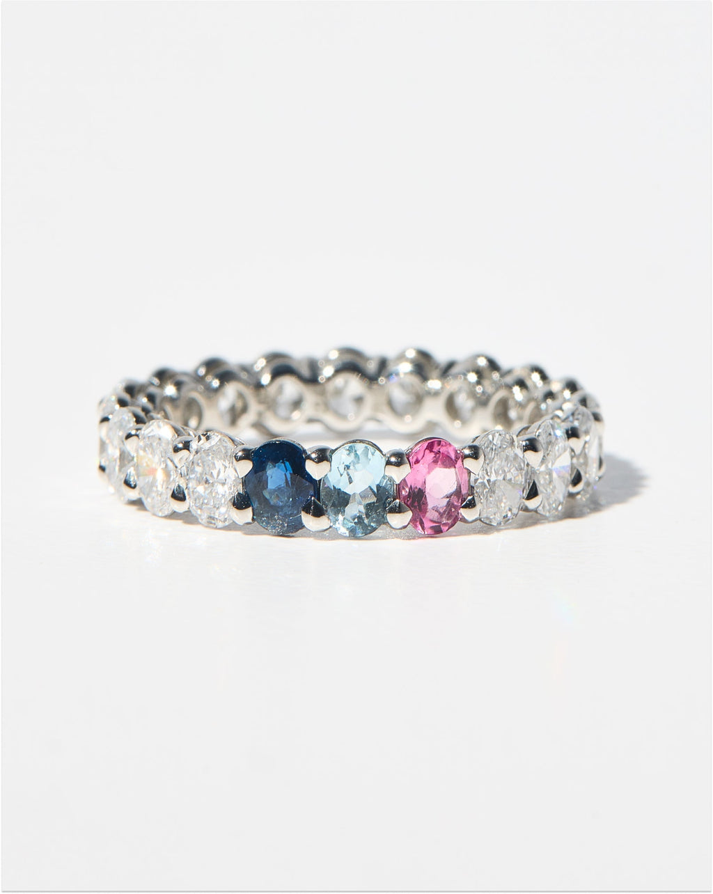 Oval Diamond and Birthstone Eternity Band