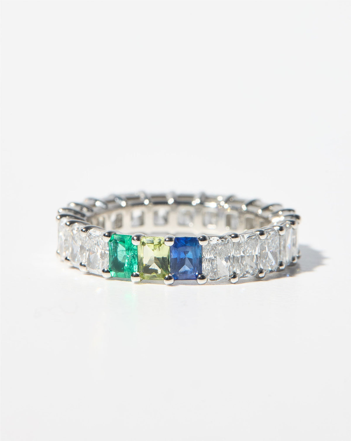Radiant Diamond and Birthstone Eternity Band