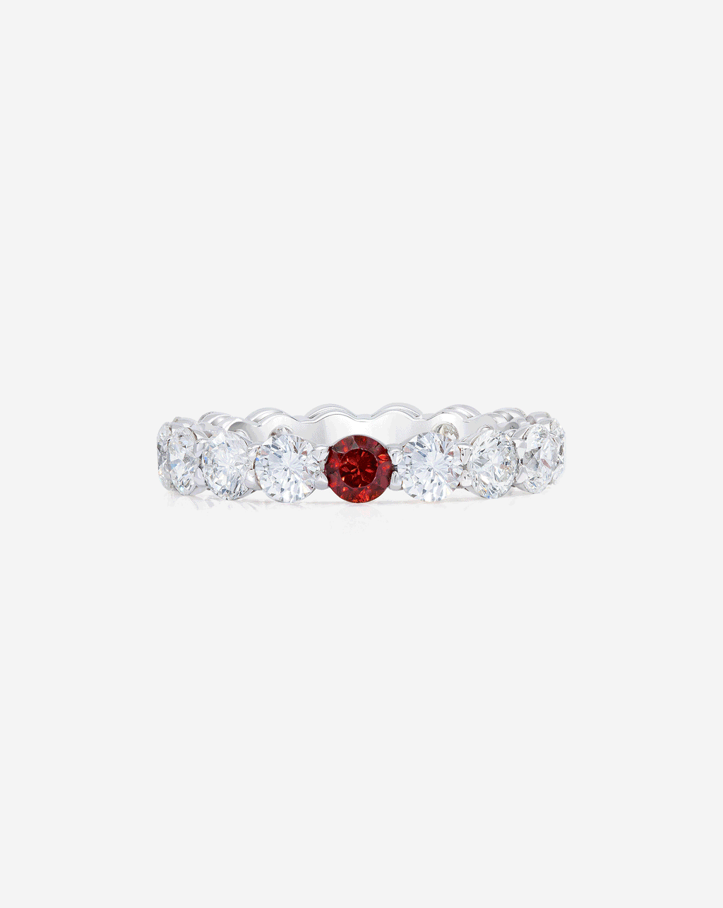 Round Diamond and Birthstone Eternity Band