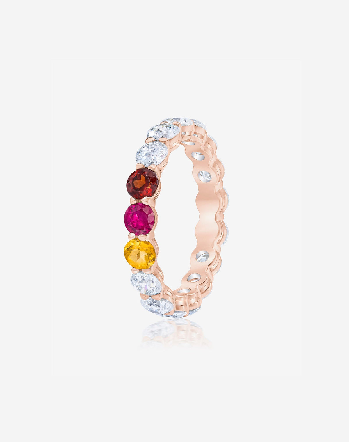 Round Diamond and Birthstone Eternity Band
