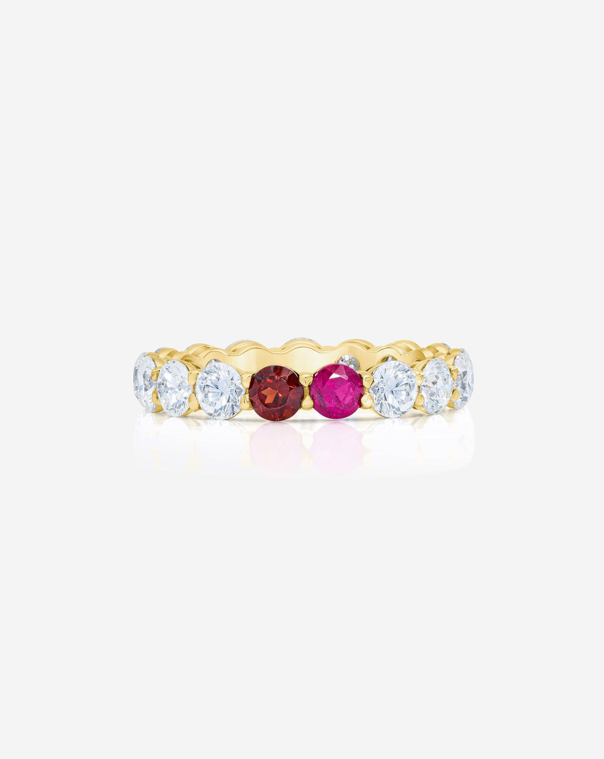 Round Diamond and Birthstone Eternity Band