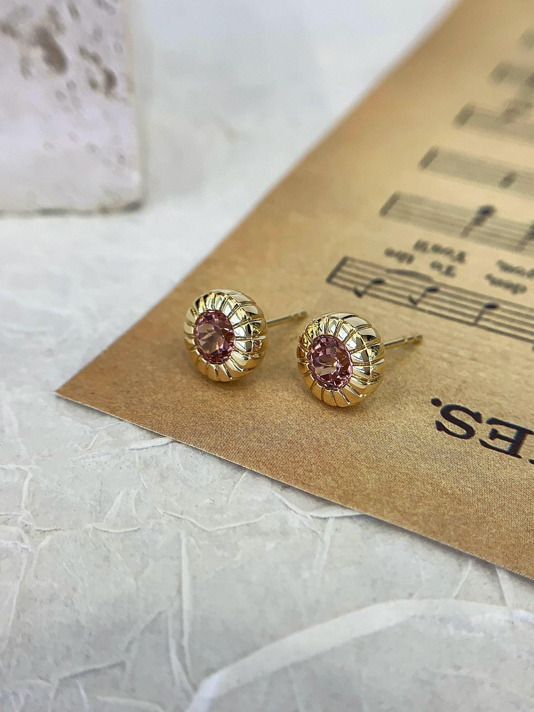 Light You Can Wear Pink CZ Sunburst Studs