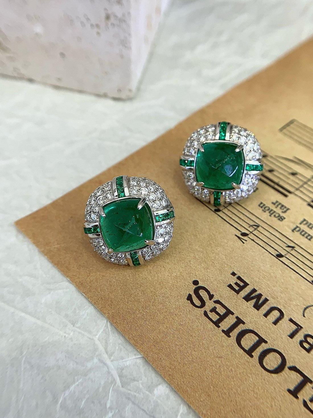 Effortlessly Unforgettable Emerald Halo Drop Earrings