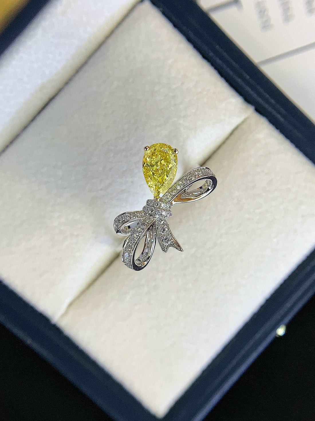 Nothing Else Comes Close Yellow Pear Diamond Bow Ring