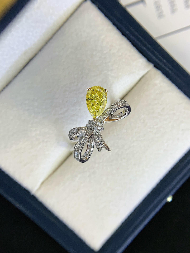 Nothing Else Comes Close Yellow Pear Diamond Bow Ring
