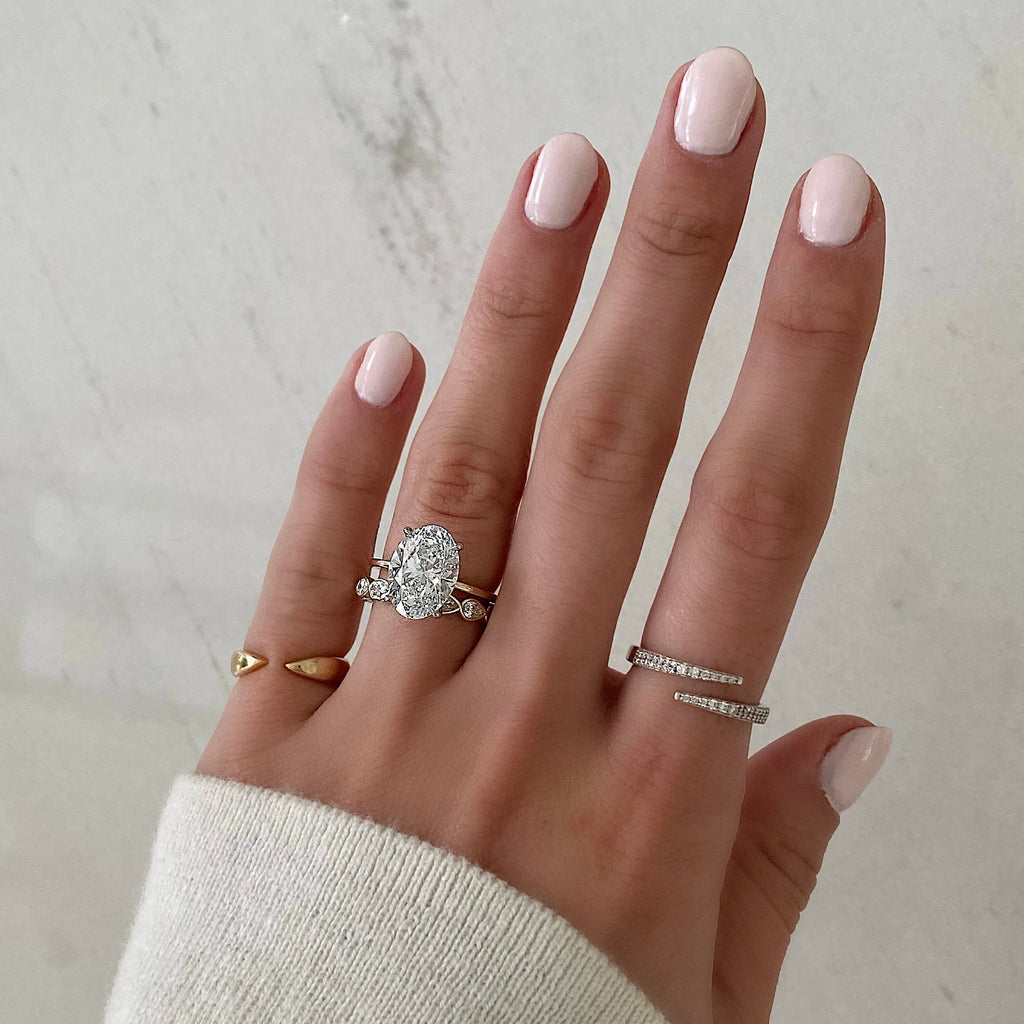 Lab Diamond Sideways Pear Bezel Eternity Band