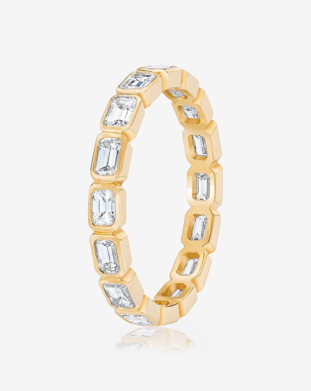 Sideways Emerald Bezel Band