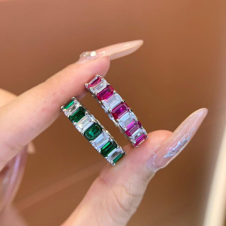 The Ring They'll Ask About Lab Emerald & Ruby Eternity Band