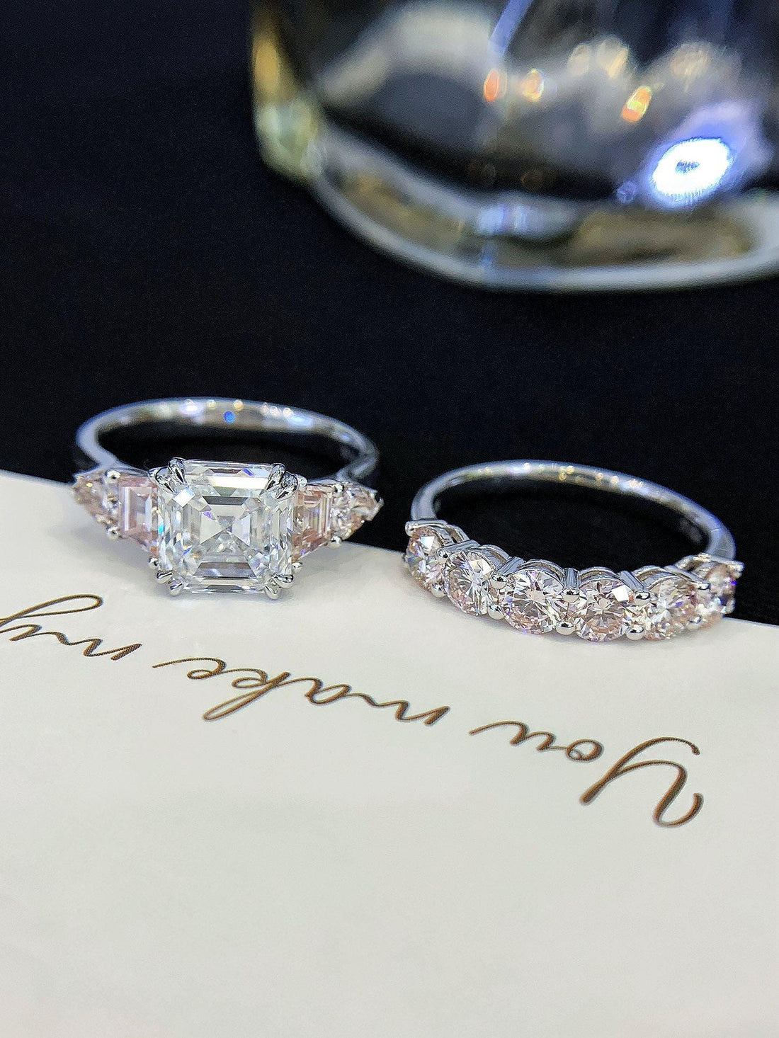 Impossible to Ignore Asscher Diamond Bridal Set