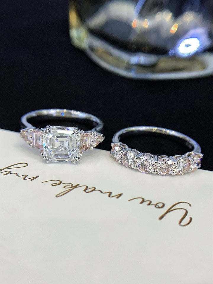 Impossible to Ignore Asscher Diamond Bridal Set