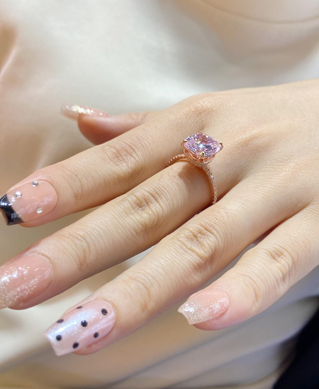 Designed for Double Takes Oval Pink Diamond Ring