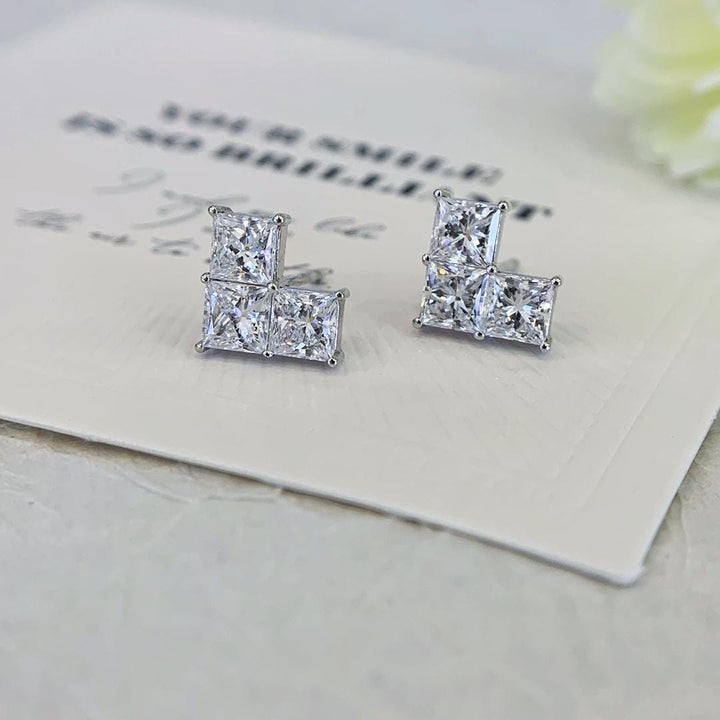 Effortlessly Unforgettable Princess Diamond Cluster Studs