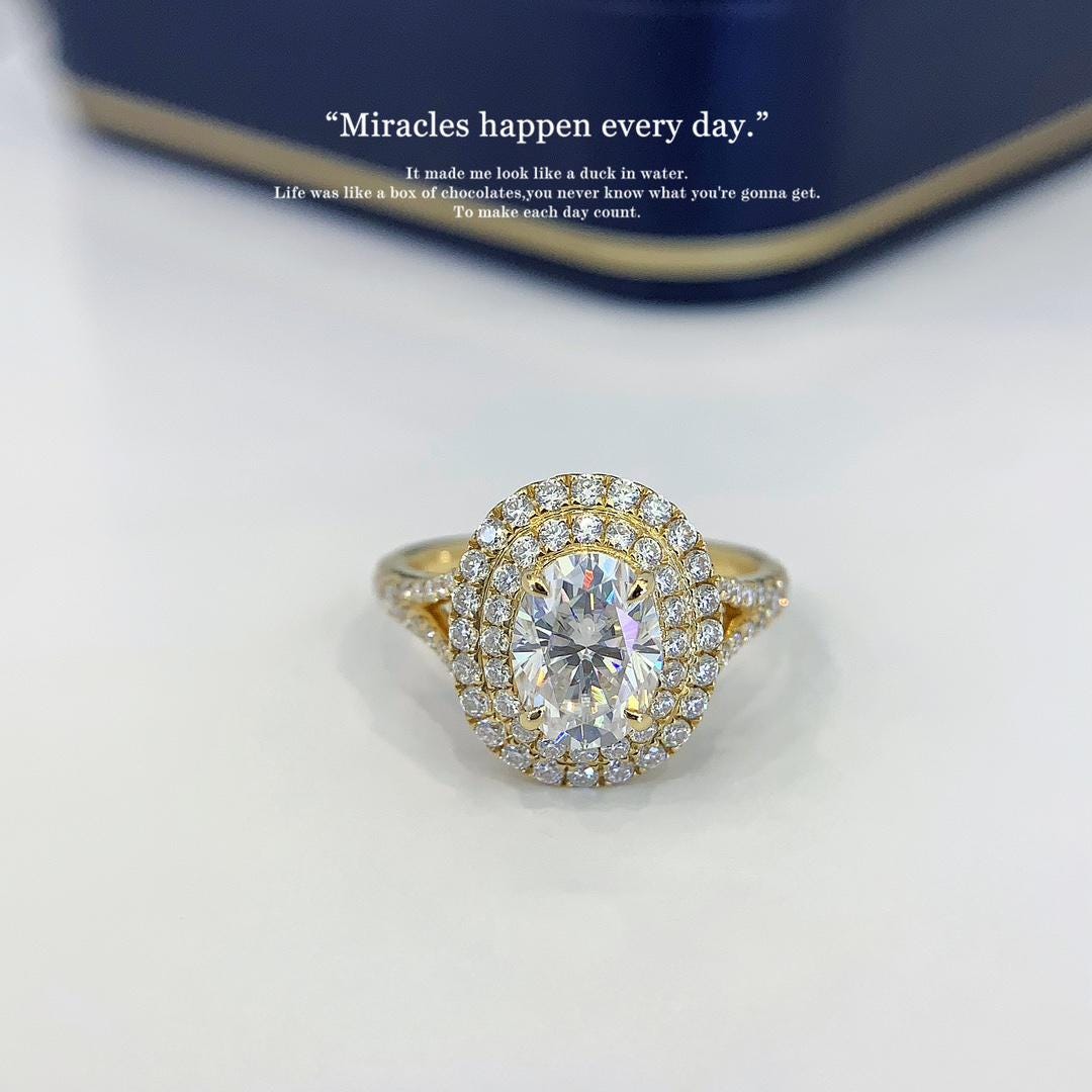Soft Light, Lasting Brilliance Oval Diamond Double Halo Ring