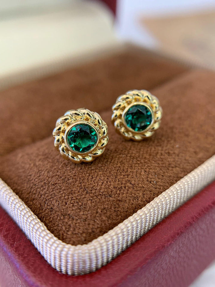 Light You Can Wear Emerald CZ Sunburst Studs