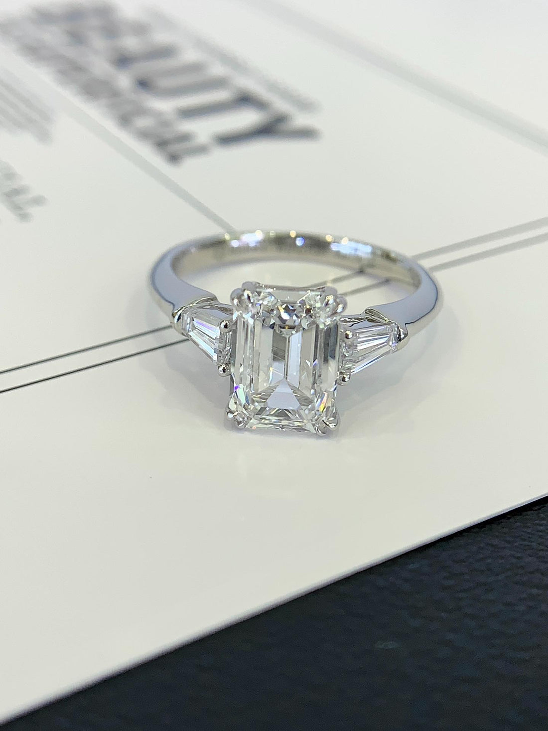 The Ring They'll Ask About Emerald Cut with Baguette Sides