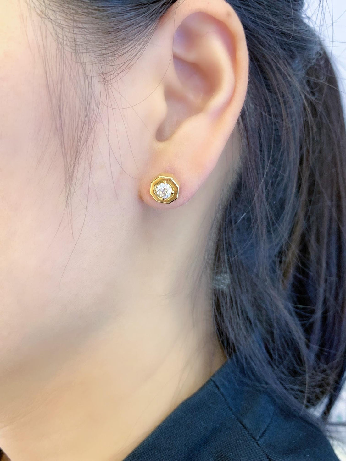 Light You Can Wear Octagon Bezel Diamond Studs