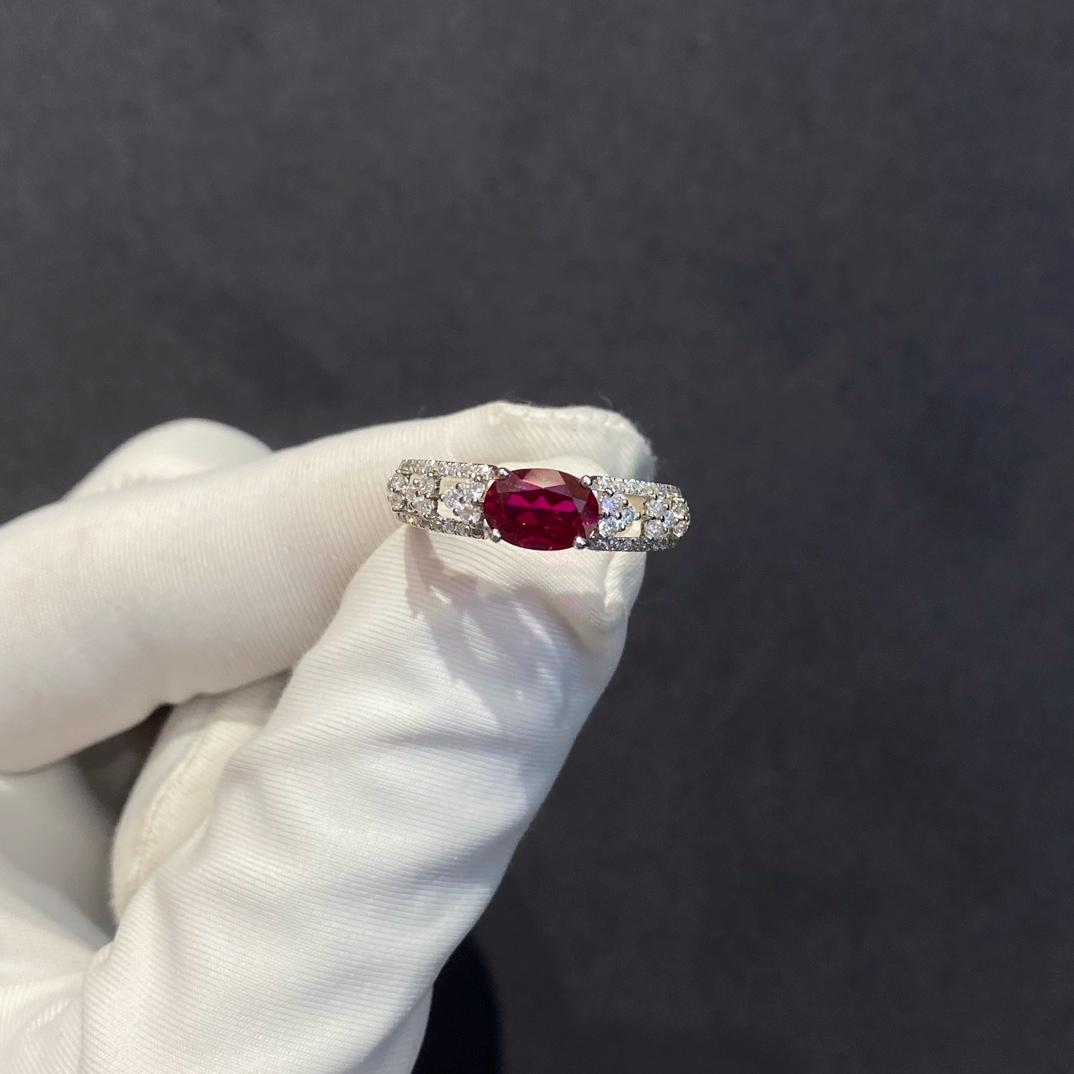 Built for the Spotlight Oval Ruby & Diamond Pavé Ring