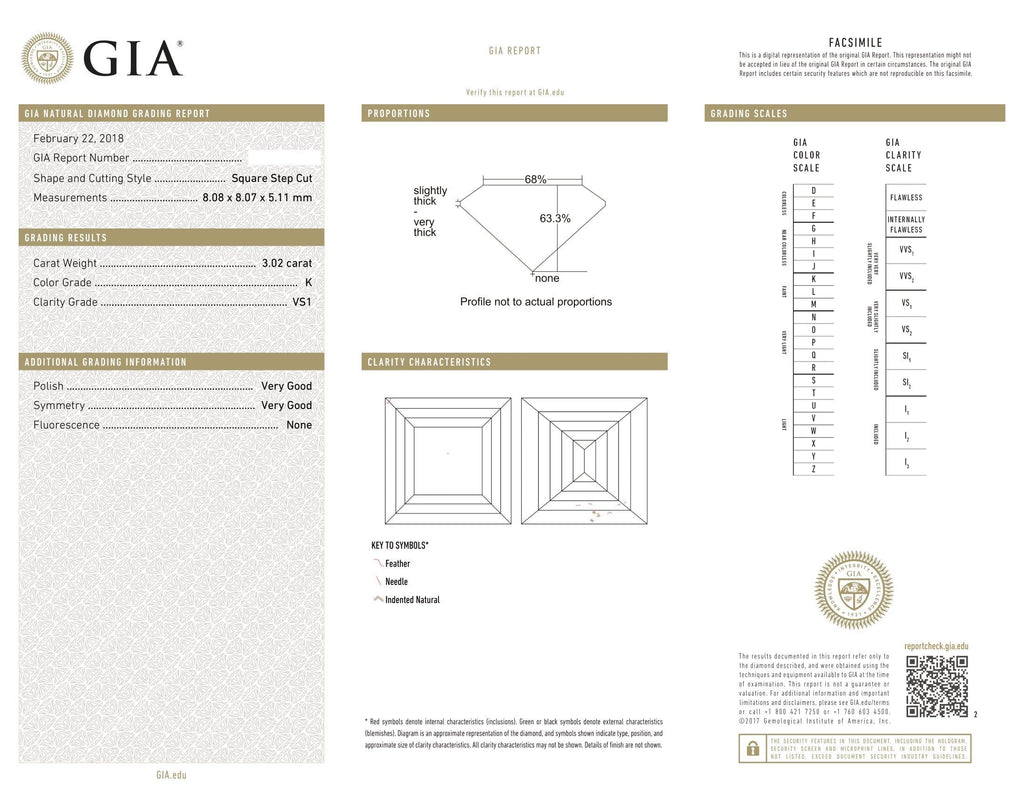 3.05 Asscher Natural Diamond in Whisper Thin®
