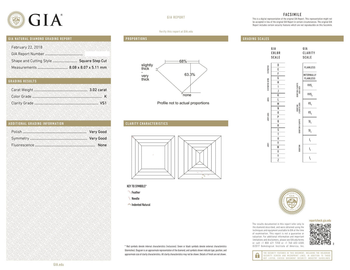 3.05 Asscher Natural Diamond in Whisper Thin®